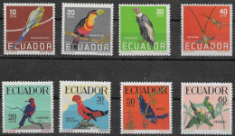 ECUADOR 1958 YT 632-35 + 644-47  ** PAJAROS TROPICALES - Nicaragua