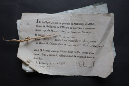 1787  ABBAYE De Clairvaux Quittances TROYES - Documents Historiques