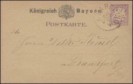 Bayern P 18 Wappen 5 Pf Einkreisstempel DARCHING 25.5. Nach Frankfurt/Main - Postal  Stationery