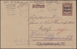 Bayern P 114I/01 Wappen Freistaat Bayern DV 19: MÜNCHEN 6.3.20  - Postal  Stationery