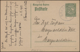 Bayern P 98I/03 Gr. Krone 7 1/2 Pf DV 18: GRASSAU 3.5.16 Nach Marquartstein - Postal  Stationery