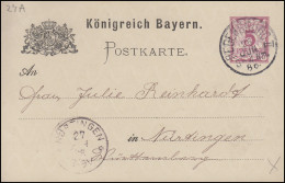 Bayern Postkarte Ziffer 5 Pf Lila Ohne DV: REGENSBUREG II. 26.6.86 N. Nürtingen - Enteros Postales