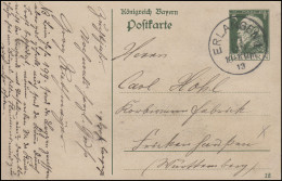 Bayern P 87I/01 Luitpold 5 Pf. DV 12: ERLANGEN 1 - 29.1.13 Nach Frinkenhausen/W. - Postal  Stationery