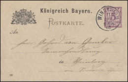 Bayern Postkarte Ziffer 5 Pf Lila Ohne DV: WINDSHEIM 11.4.88 N. Rheinberg/Rhin - Ganzsachen