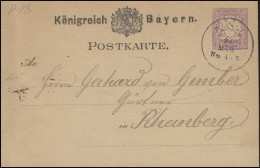 Bayern P 18 Wappen 5 Pf Lila, Gärtnerei Steinmelz KUSEL 28.3.80 Nach Rheinberg - Postal  Stationery