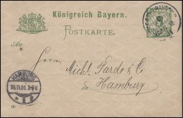 Bayern P 50/01 Ziffer 5 Pf Grün DV 00: FÜRTH I. BAYERN 15.11.01 Nach Hamburg - Postal  Stationery