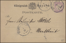 Bayern P 18 Wappen 5 Pf Lila, KITZINGEN 3.11. Nach Marktbreit 4.11. - Postal  Stationery