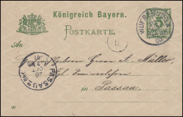 Bayern P 50/01 Ziffer 5 Pf Grün DV 00: WÜRZBURG 27.10.00 Nach Passau Bhf. 28.10. - Postal  Stationery