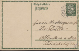 Bayern P 91I/02 Große Krone 5 Pf. KREUTH-DORF 17.8.15 Nach Offenbach/Main - Postal  Stationery