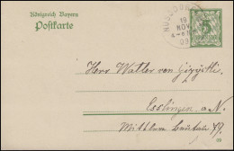 Bayern P 79/03 Ziffer 5 Pf. Grün DV 9: NUSSDORF / INN 19.11.09 Nach Esslingen - Postal  Stationery