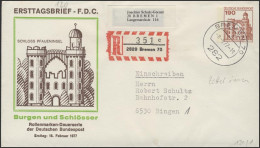 Umschlag 190 Pf BuS FDC Schloß Pfaueninsel R-Bf. Bremen - Autres & Non Classés