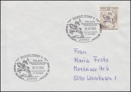 1445 Postverbindungen, EF Bf SSt Düsseldorf Post In Europa 20.6.1990 - Autres & Non Classés