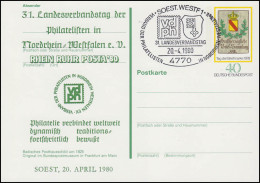 PSo 5 Tag Der Briefmarke Mit Zudruck RHEIN-RUHR-POSTA'80, SSt Soest VDPh 20.4.80 - Andere & Zonder Classificatie