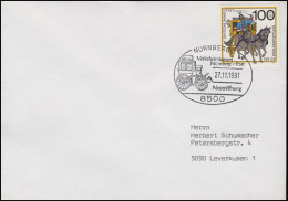 1439 Postbeförderung EF Brief SSt Nürnberg Verkehrsmuseum Postkutsche 27.11.91 - Post