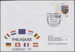 1712 Wappen Saarland, EF Bf SSt Völklingen EUREGIO & PHILASAAR Europa 15.8.1997 - Geographie