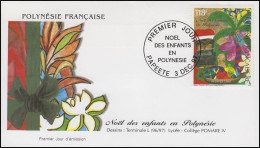 Französisch-Polynesien: Weihnachten Blumen 1997, Schmuck-FDC Papeete 3.12.1997 - Christianity