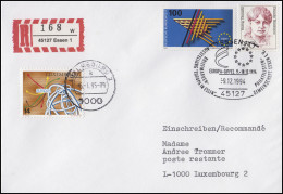 1644 Europäischer Binnenmarkt, MiF R-Brief SSt Essen Europa-Gipfel  9.12.1994 - Idee Europee