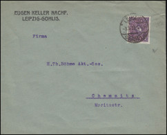 Posthorn 2 Mark Zweifarbig Als EF Brief LEIPZIG-GOHLIS 3.3.22 Nach Chemnitz - Fabriken Und Industrien