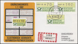 1.1. Hu ATM-Ergänzungswerte 20 / 70 / 190 Pf Pf Auf Schmuck-R-FDC BONN 1.7.82 - Machine Labels [ATM]