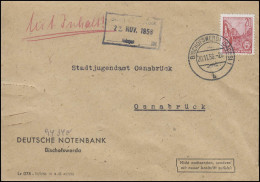 DDR-Brief Deutsche Notenbank BISCHOWFSWERDA 20.11.56 An Das Jugendamt Osnabrück - Münzen