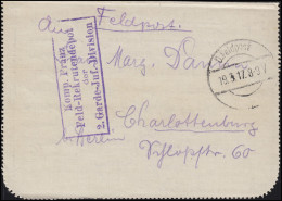 Feldpost Komp. Franz Feld-Rekrutendepot 2. Garde-Inf.-Division, FELDPOST 19.3.17 - Bezetting 1914-18