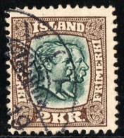 Island 1907 2 Kr Kings Christiian IX & Frederik VIII Cancel Vik - Gebraucht