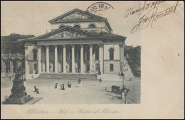 Ansichtskarte München Hof- Und National-Theater EF Wappen 5 Pf. MÜNCHEN 8.9.01 - Zonder Classificatie