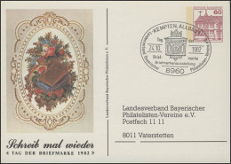 PP 106/90 Blumengrüße / LV Bayern T.d.B 1982, SSt Kempten Briefkasten 24.10.82 - Buste Private - Nuovi