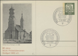 PP 27/4 Württembergischer Philatelistenverein Stuttgart Stiftskirche,SSt 7.10.62 - Enveloppes Privées - Neuves