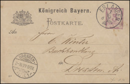 Bayern P34/02 Ziffer 5 Pf. Lila DV 89: ERLANGEN 1.10.89 Nach Dresden/Alt 1.10.89 - Postal  Stationery