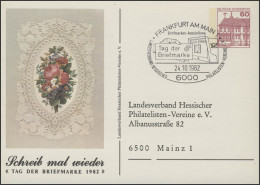 PP 106/93 Blumengrüße / LV Hessen T.d.B 1982,SSt Frankfurt Briefkasten 24.10.82 - Enveloppes Privées - Neuves