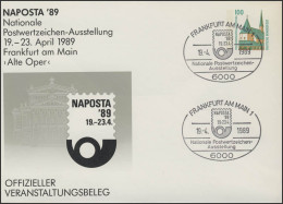 PU 290/18 NAPOSTA'89 Frankfurt/Main Alte Oper, SSt NAPOSTA-Logo 19.4.1989 - Buste Private - Nuovi