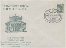 PU 288/30 Frankfurter Forum PHILATELIA 2000 Alte Oper, SSt FfM 24.9.88 - Enveloppes Privées - Neuves