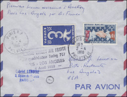 Erstflug Air France BOEING 707 Paris - Los Angeles 4.4.1960 Brief PARIS 2.4.1960 - Autres & Non Classés
