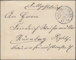 Feldpostbrief Mit Inhalt Als Ortsbrief Zweikreis NÜRNBERG 20 - 10.2.1915 - Occupation 1914-18