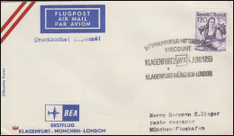 Erstflug BEA Viscount Klagenfurt-München-London EF Brief SSt Klagenfurt 4.6.1959 - Autres & Non Classés