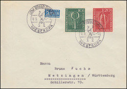217-218 Ausstellung WESTROPA Mit Notopfer Brief Passener SSt Düsseldorf 16.9.55 - Briefmarkenausstellungen