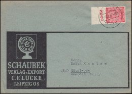 119X Ziffern 12 Pf. Mit Oberrand Als EF Auf Schaubek-Brief LEIPZIG 6.12.45 - Covers & Documents