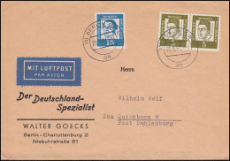 199 Albertus Als Paar Und 203 Luther MiF Auf Brief BERLIN 22.9.61 Nach Quickborn - Covers & Documents