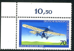 967 Jugend Luftfahrt 70+35 Pf ** Ecke O.l. - Unused Stamps
