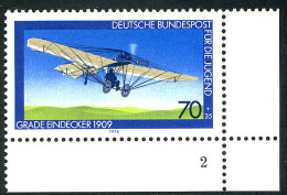 967 Jugend Luftfahrt 70+35 Pf ** FN2 - Unused Stamps