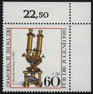 1092 Jugend Optische Instrumente 60+30 Pf ** Ecke O.r. - Unused Stamps