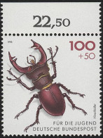 1668 Hirschkäfer 100+50 Pf ** Oberrand - Unused Stamps