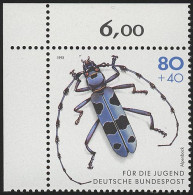 1666 Käfer Alpenbock 80+40 Pf ** Ecke O.l. - Unused Stamps