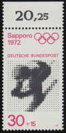 682 Olympische Spiele 30+15 Pf Abfahrtslauf ** Oberrand - Unused Stamps