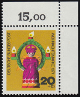 709 Weihnachten 20+10 Pf Weihnachtsengel ** Ecke O.r. - Unused Stamps