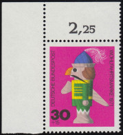 707 Wohlfahrt Altes Spielzeug 30+15 Pf Nußknacker ** Ecke O.l. - Unused Stamps