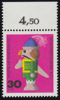 707 Wohlfahrt Altes Spielzeug 30+15 Pf Nußknacker ** Oberrand - Unused Stamps