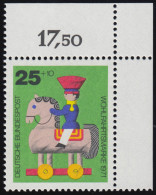 706 Wohlfahrt Altes Spielzeug 25+10 Pf Reiter ** Ecke O.r. - Unused Stamps