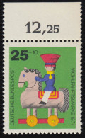 706 Wohlfahrt Altes Spielzeug 25+10 Pf Reiter ** Oberrand - Unused Stamps